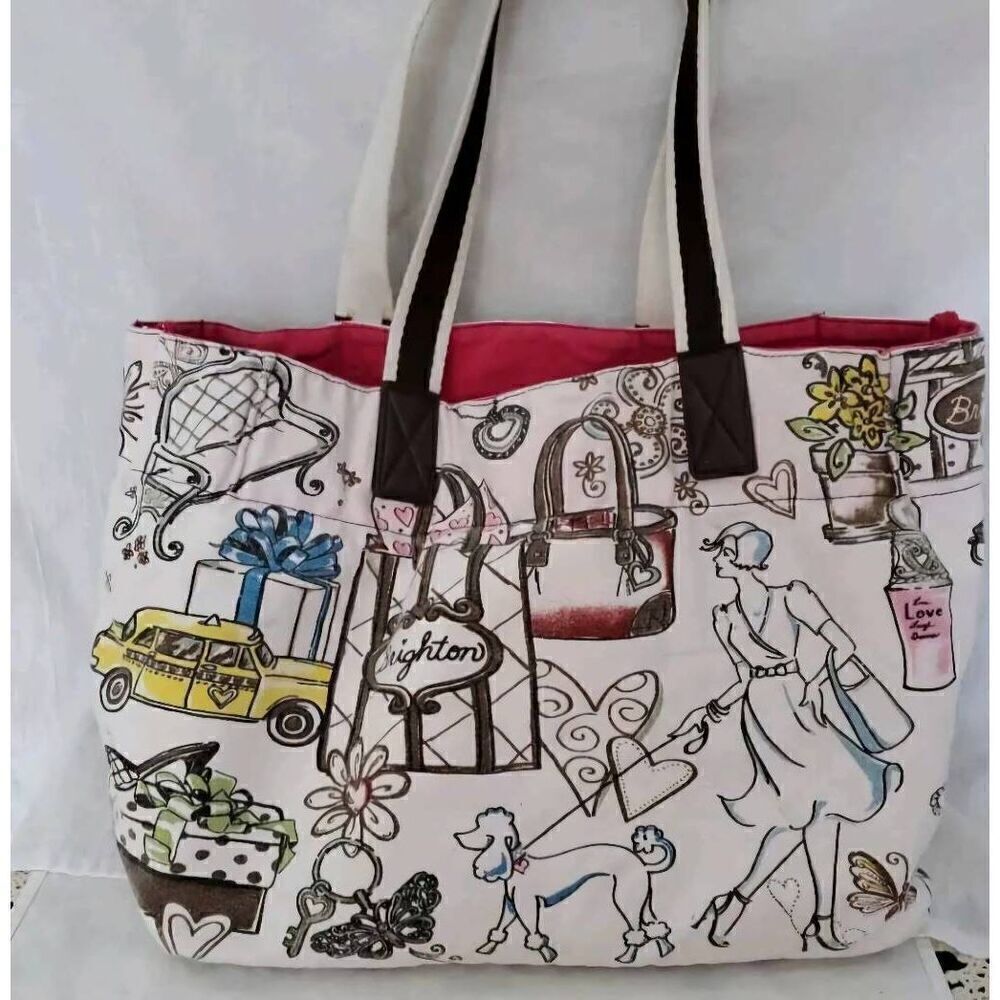 Brighton Canvas Tote Large Shopping Hearts